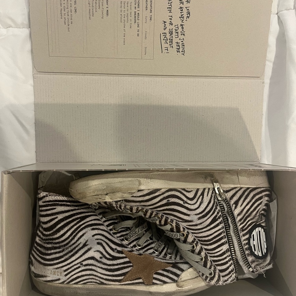 Golden Goose Zebra Print Sneakers with Gray Laces - Picture 10 of 12